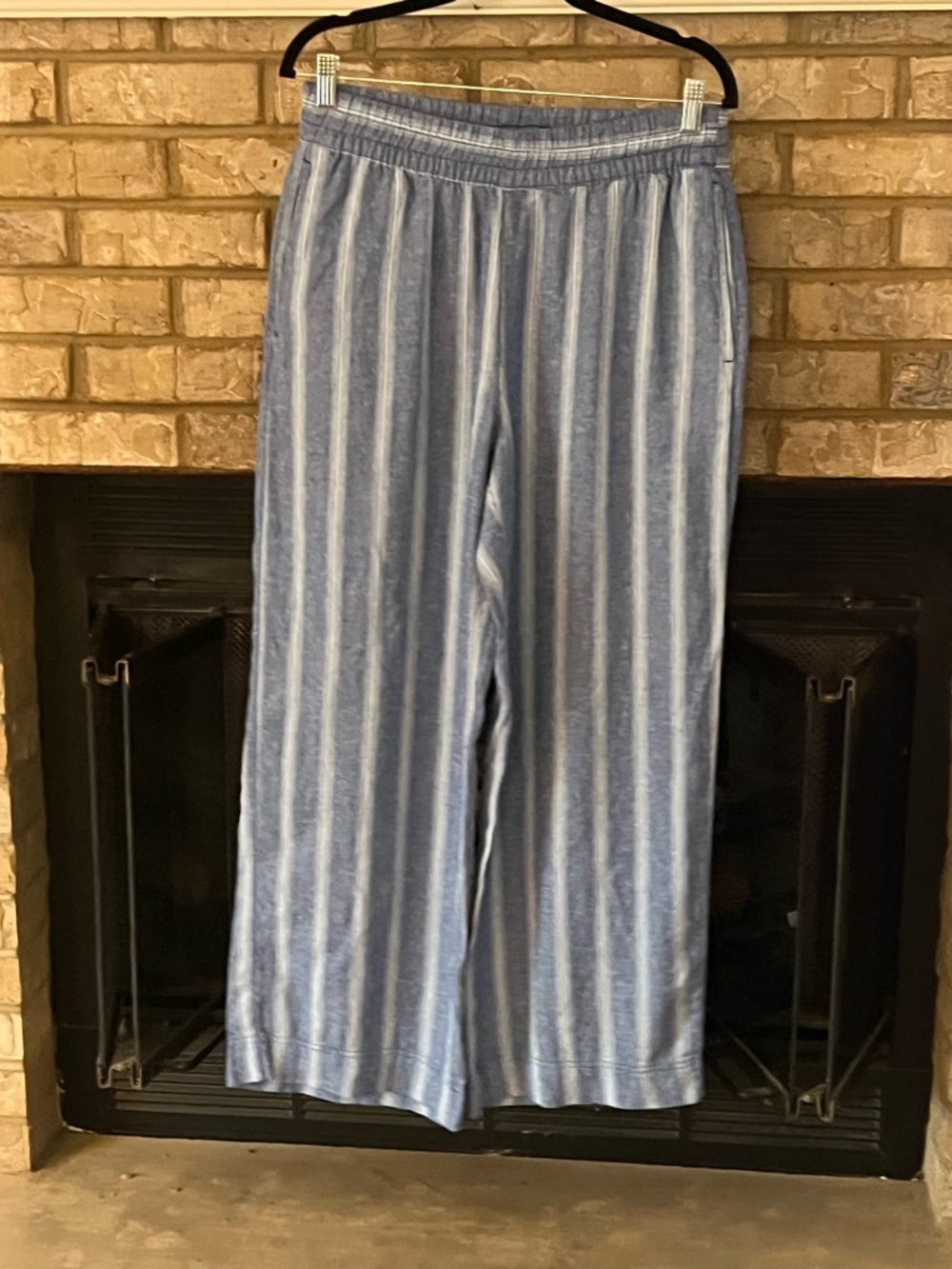 Blue & White Vertical Stripe Wide Leg Pants size med